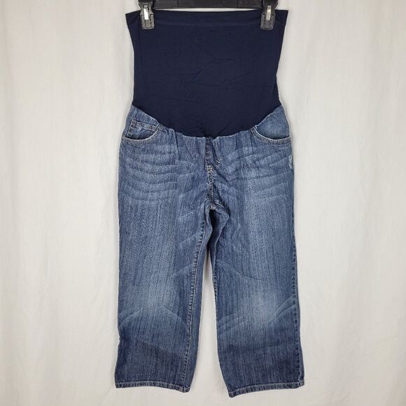 Liz Lange Maternity for Target Blue Denim Full Belly Panel Capris‎ - Picture 1 of 8